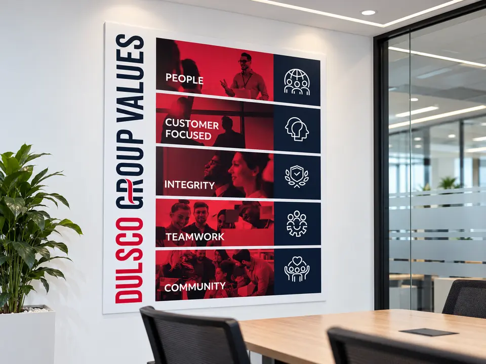 Dulsco Group values wall printed graphic